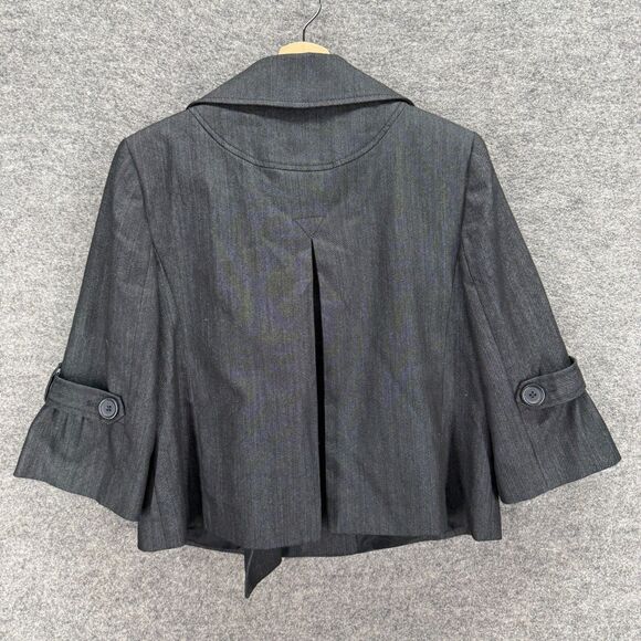 Loft Blazer Women 10 Gray Button Up Collared Long Sleeve Lined Cotton Classic - Picture 2 of 7